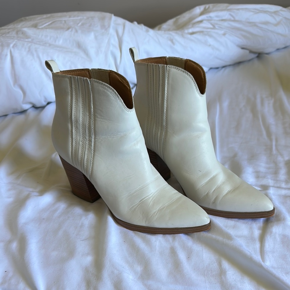 Marc Fisher Cream Western Ankle Booties